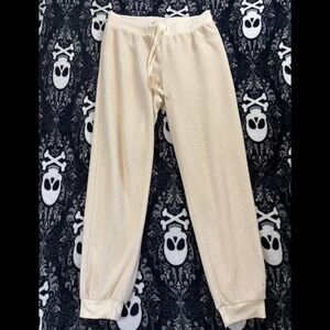 Calvin Klein Sherpa Joggers Cream Cozy Lounge Sweatpants Soft M